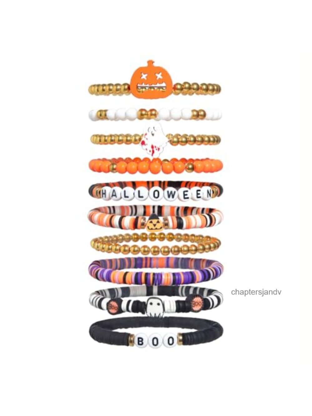 10pc Clay Heishi Beaded Stretch Bracelets Stackable Halloween Preppy Charm